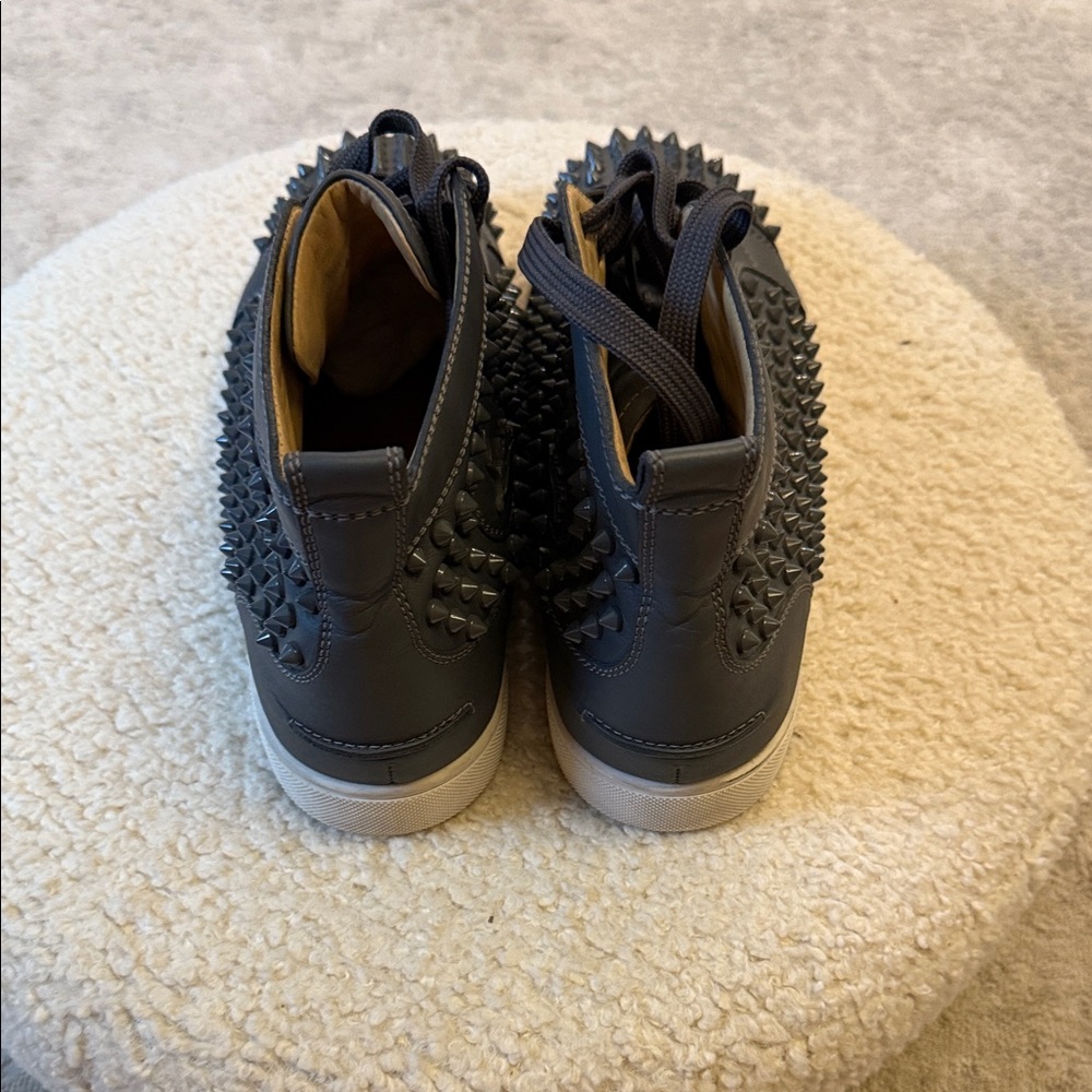 Christian Louboutin Grey Spiked Sneakers - Picture 4 of 6